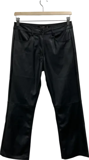 Religion Black Faux Leather Trousers UK XXS