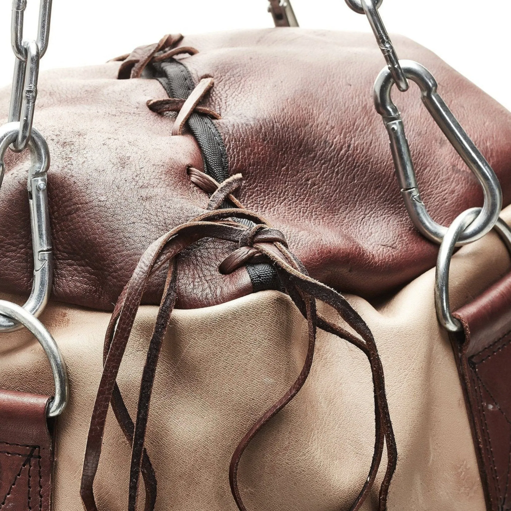 RETRO Cream / Brown Leather Heavy Punching Bag (un-filled)