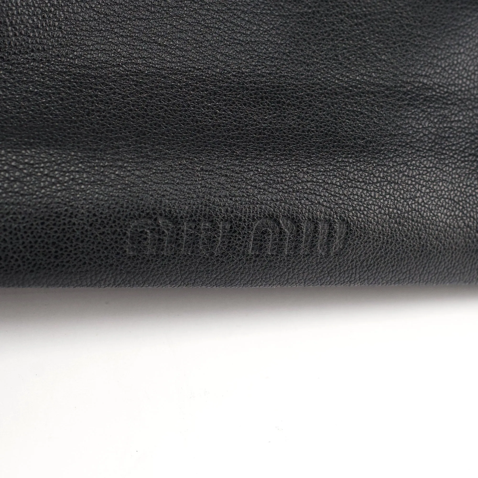 Reversible Black Leather Top Handle Bag