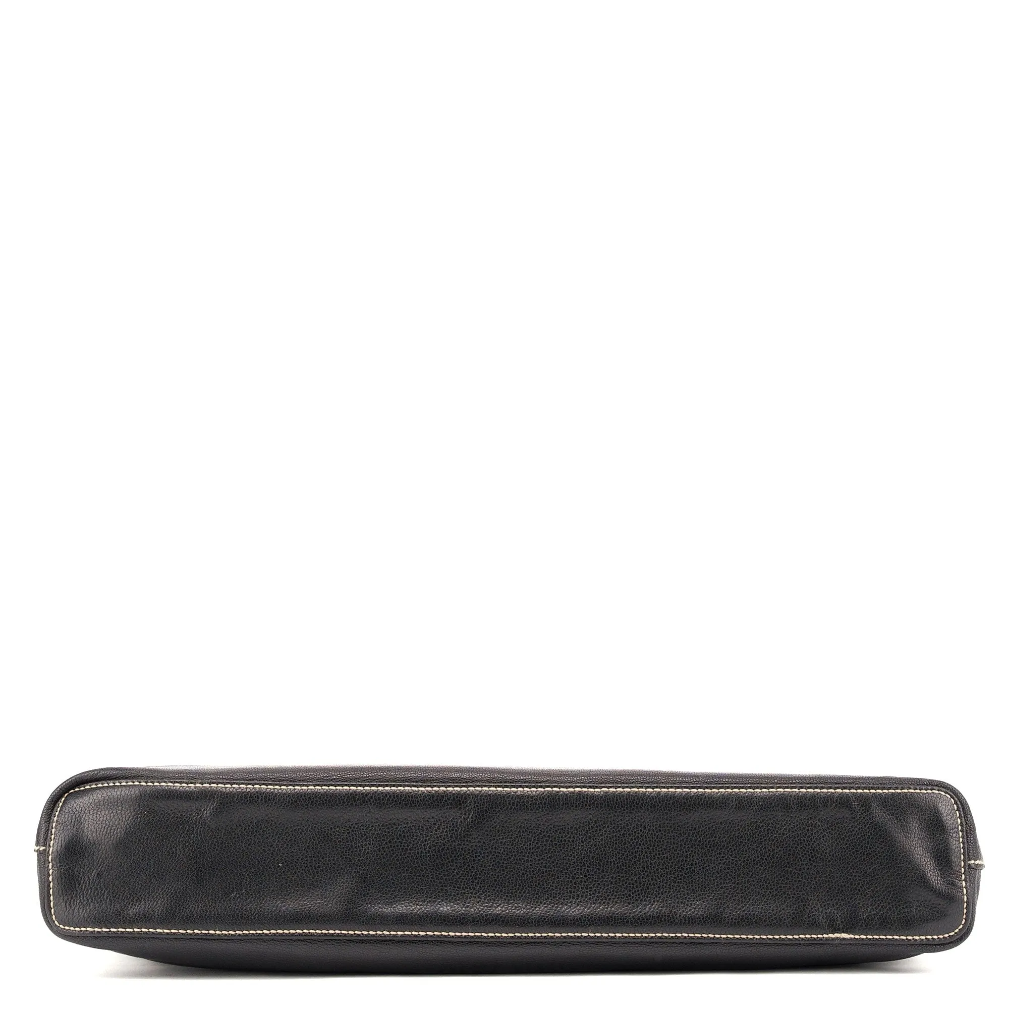 Reversible Black Leather Top Handle Bag