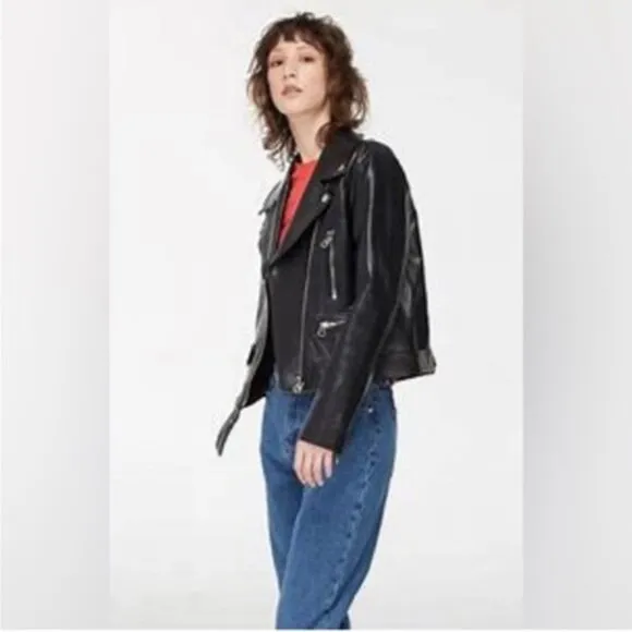 Revolve NOIZE Eva Black Faux Leather Moto Biker Jacket