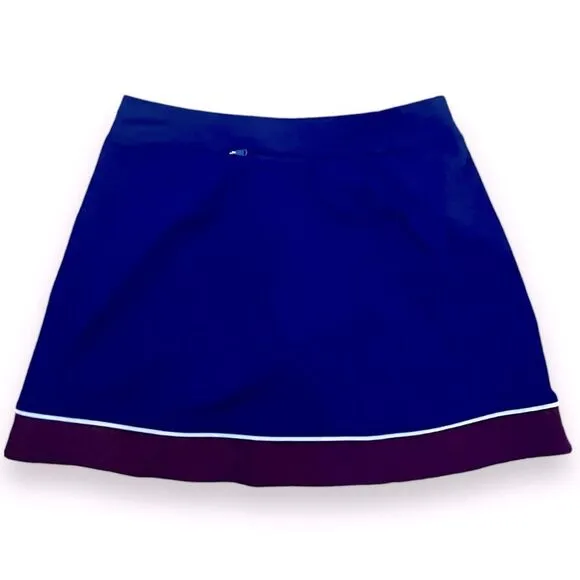 RLX Ralph Lauren Womens Interlock Banded Faux-Wrap Golf Skort Navy Blue L NWT