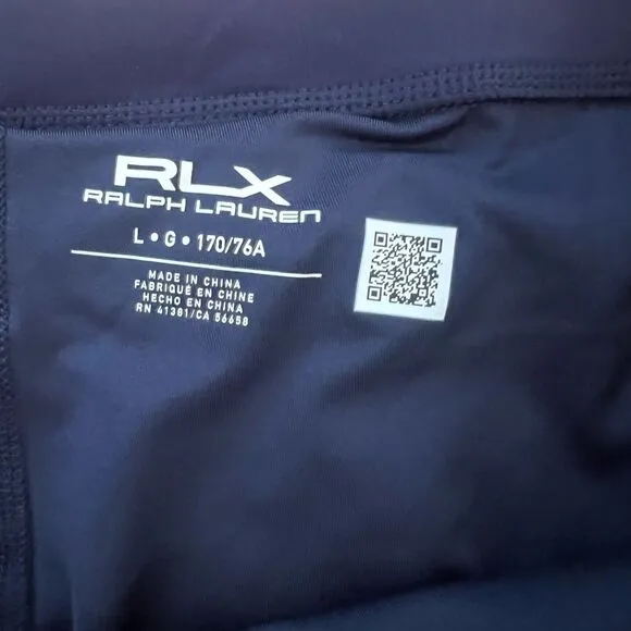 RLX Ralph Lauren Womens Interlock Banded Faux-Wrap Golf Skort Navy Blue L NWT
