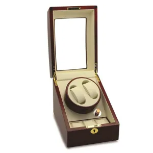 Rotations High Gloss Red Burlwood Finish 2-Watch Winder