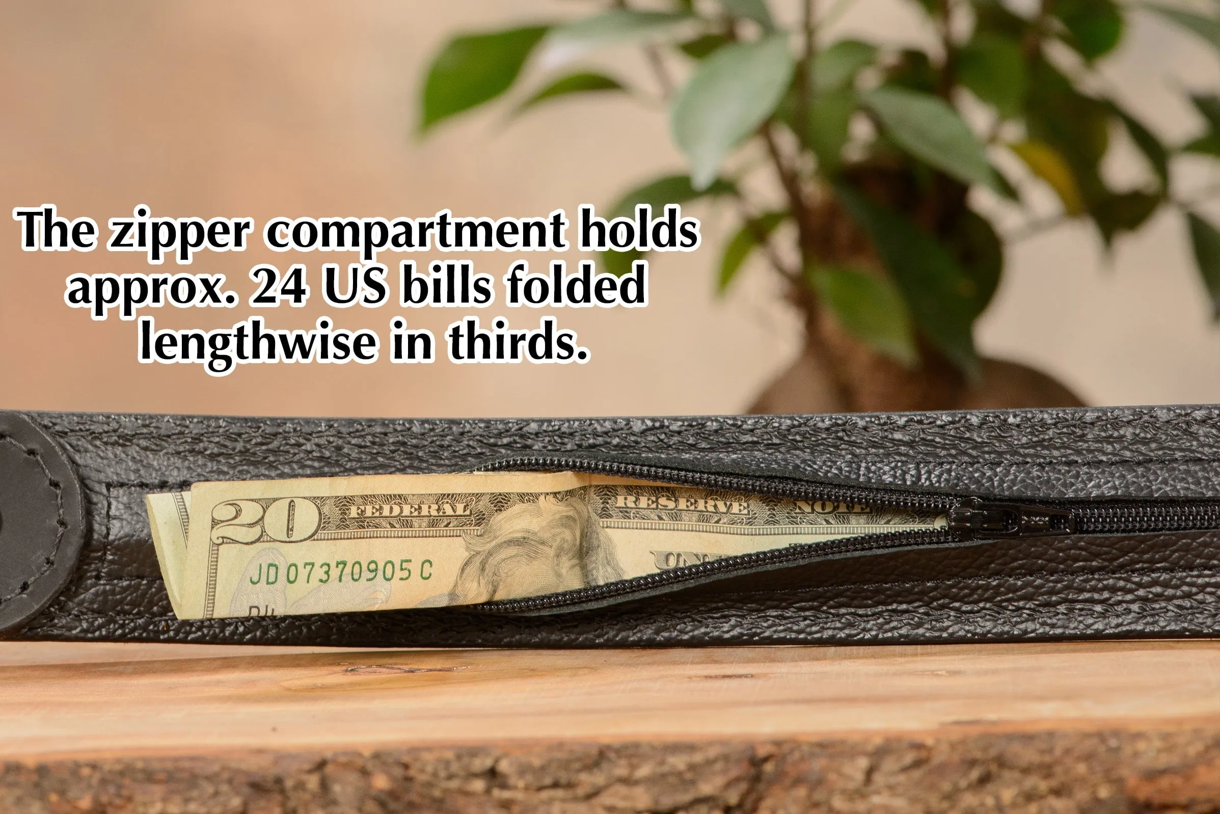 Rustic Brown Elephant Money Belt With 25" Zipper