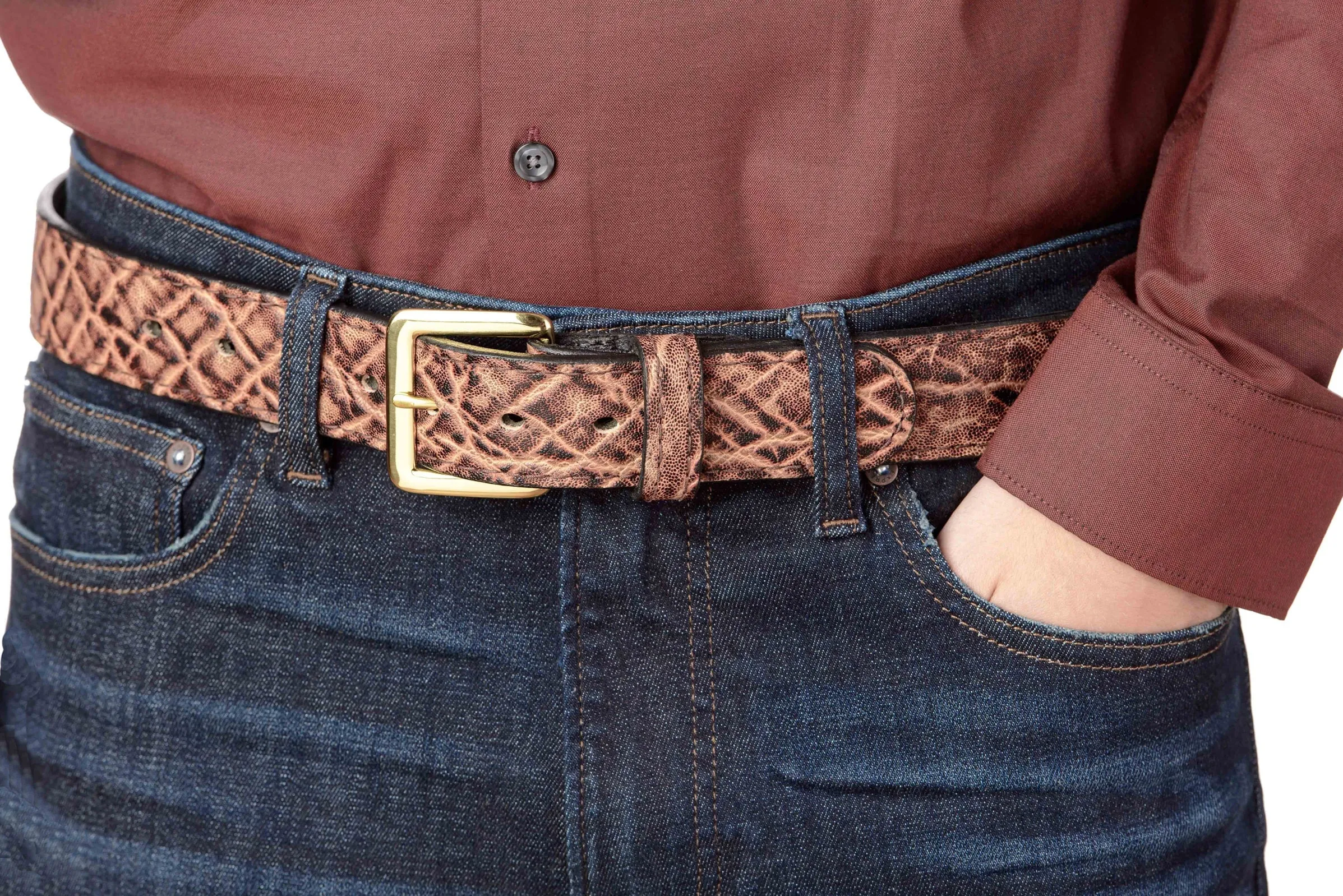 Rustic Brown Elephant Money Belt With 25" Zipper
