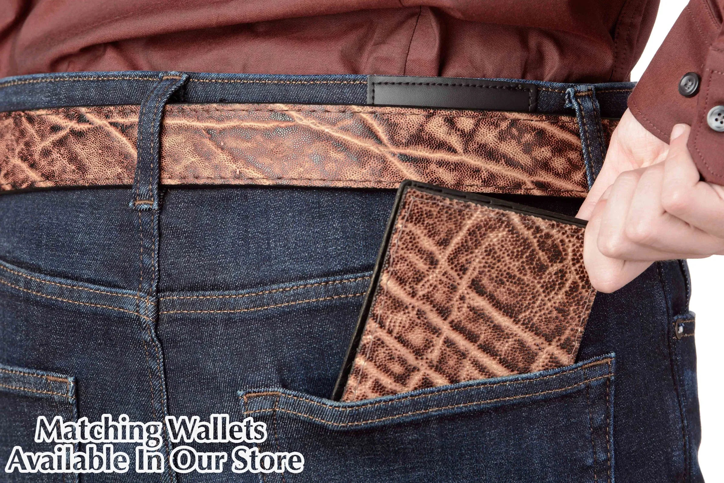Rustic Brown Elephant Money Belt With 25" Zipper