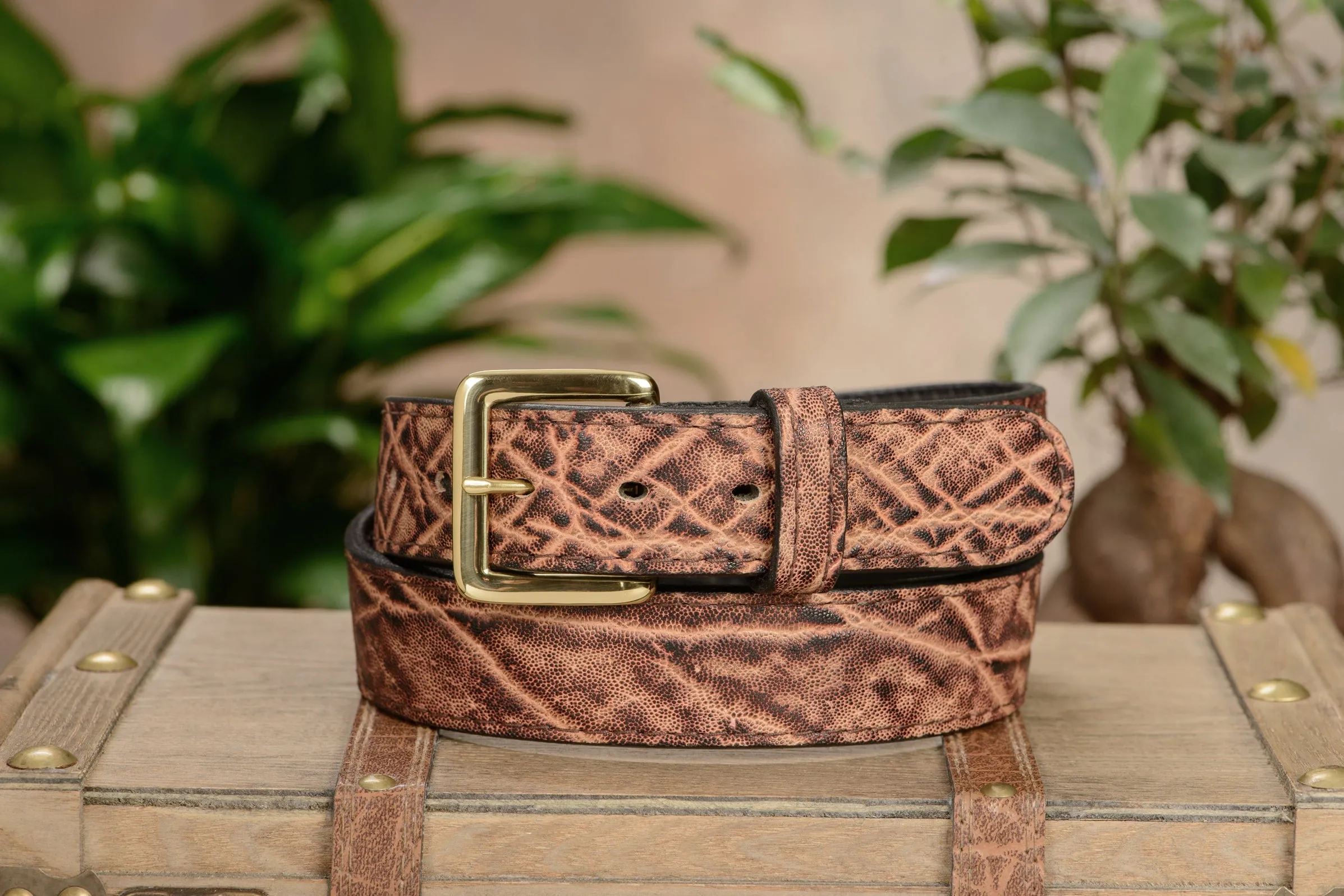 Rustic Brown Elephant Money Belt With 25" Zipper
