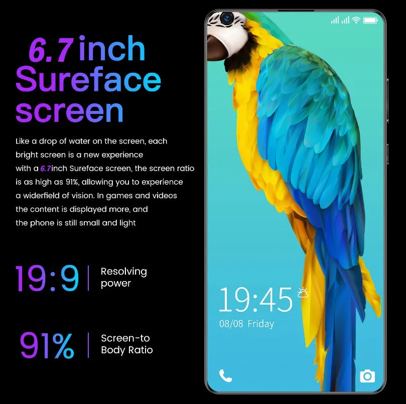 S30U Plus Mobile Phone 6.7-inch High-definition Large-screen 2 16GB Smartphone white_British plug