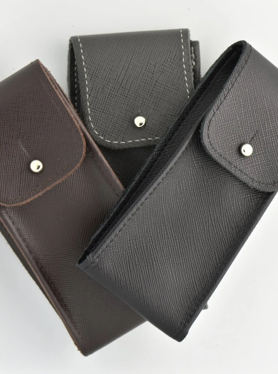 Saffiano Leather Watch Pouch in Chocolate