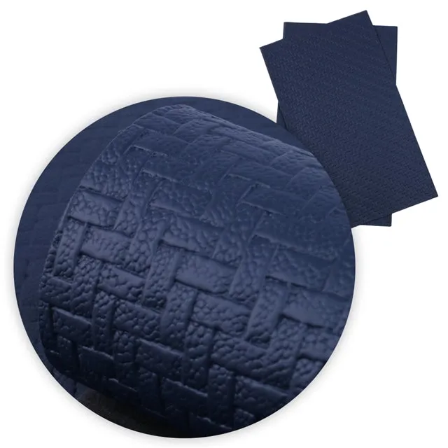 SALE Basket Weave Textured Faux Leather Leatherette • Navy Blue • 0.84mm