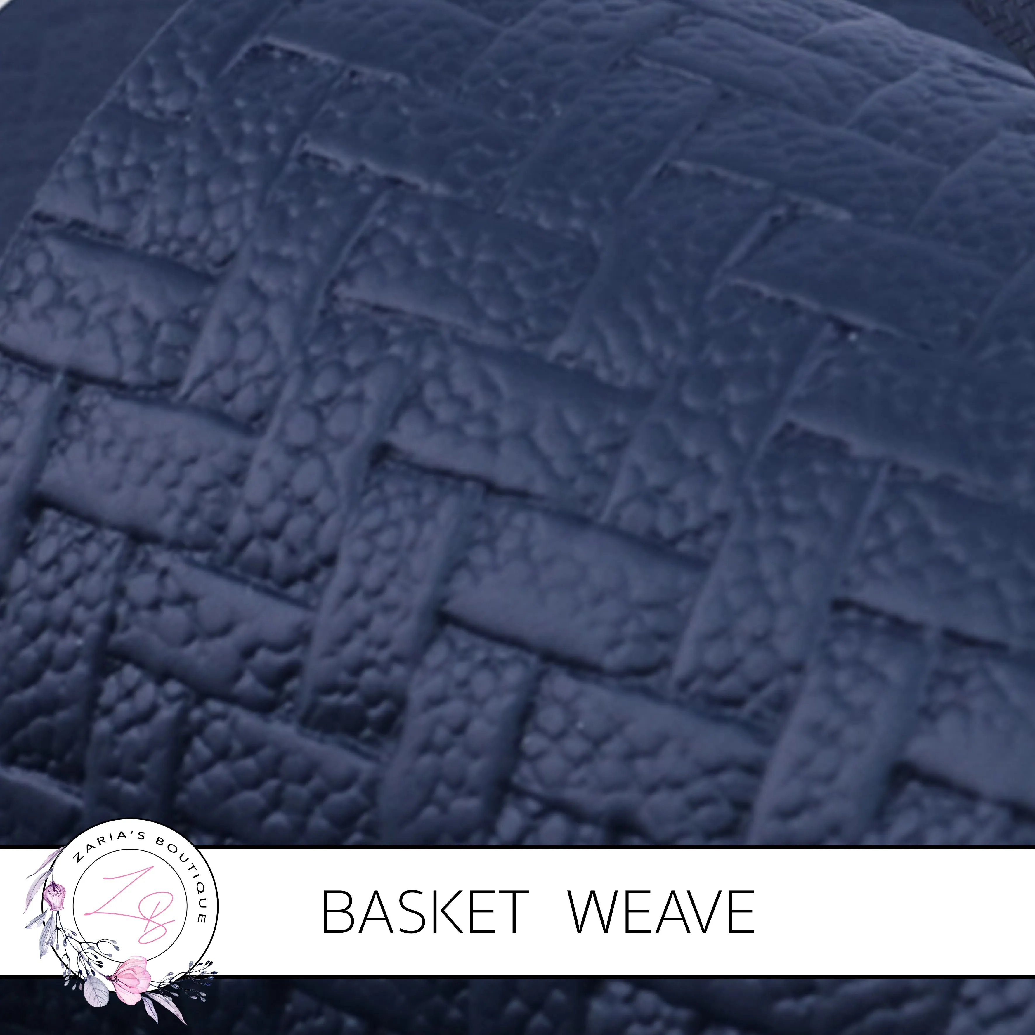 SALE Basket Weave Textured Faux Leather Leatherette • Navy Blue • 0.84mm