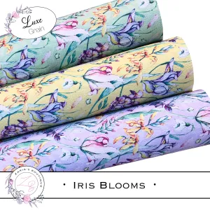 SALE ⋅ Iris Blooms ⋅ Luxe Grain Vegan Faux Leather ⋅ 3 Colours