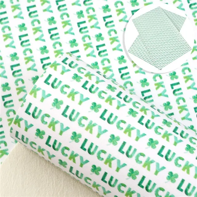 SALE Lucky Clover ~ St Patrick's Day Shamrocks ~ Smooth Faux Leather