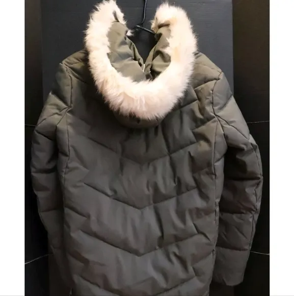 Sam Edelman Faux Fur Trim Ladies Winter Parka Jacket Army Green XL
