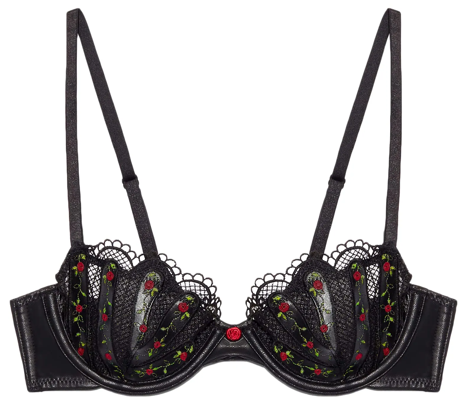 Savage X, Women's Renaissance Rose Unlined Demi Bra, Black Caviar, 32A