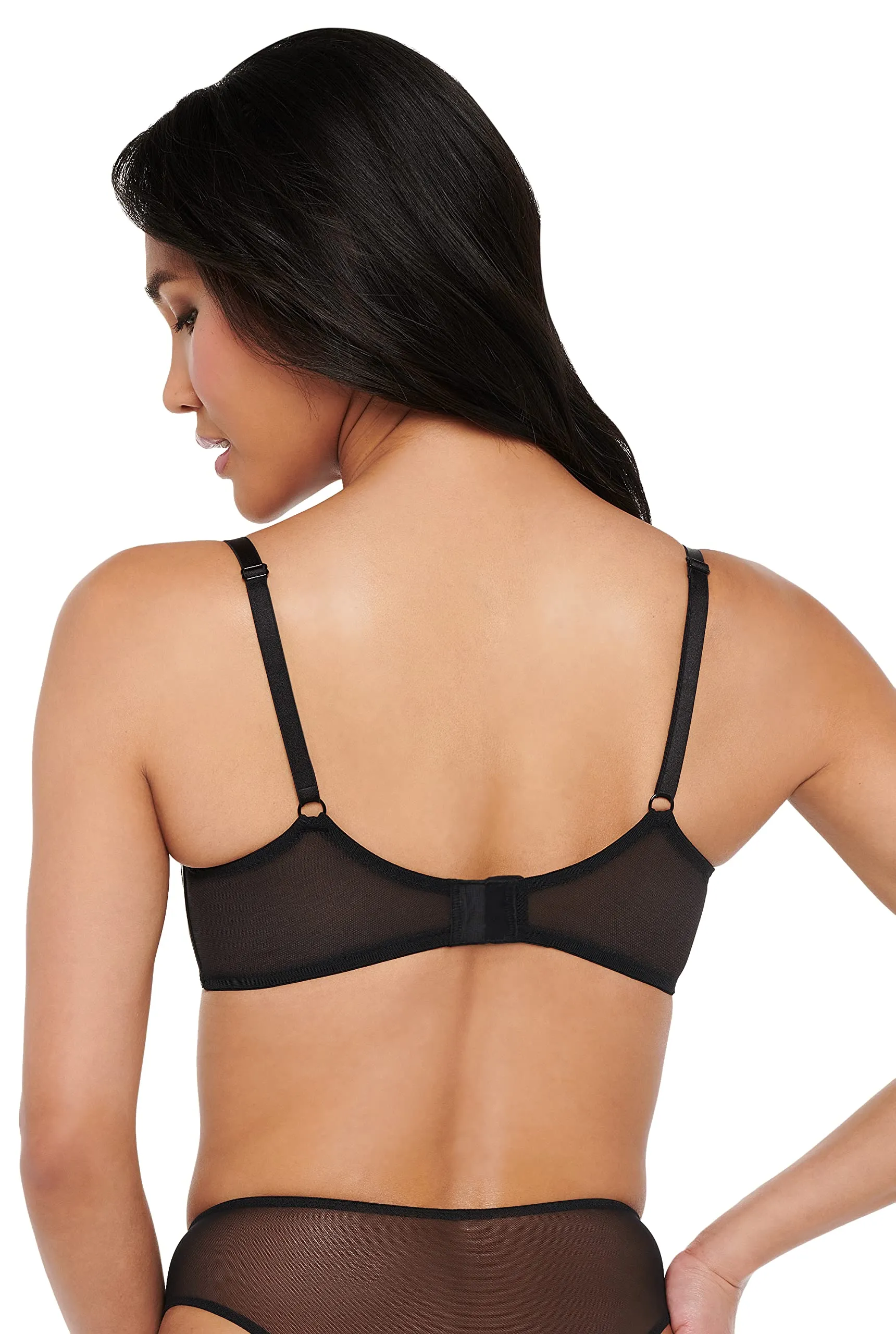 Savage X, Women's Renaissance Rose Unlined Demi Bra, Black Caviar, 32A