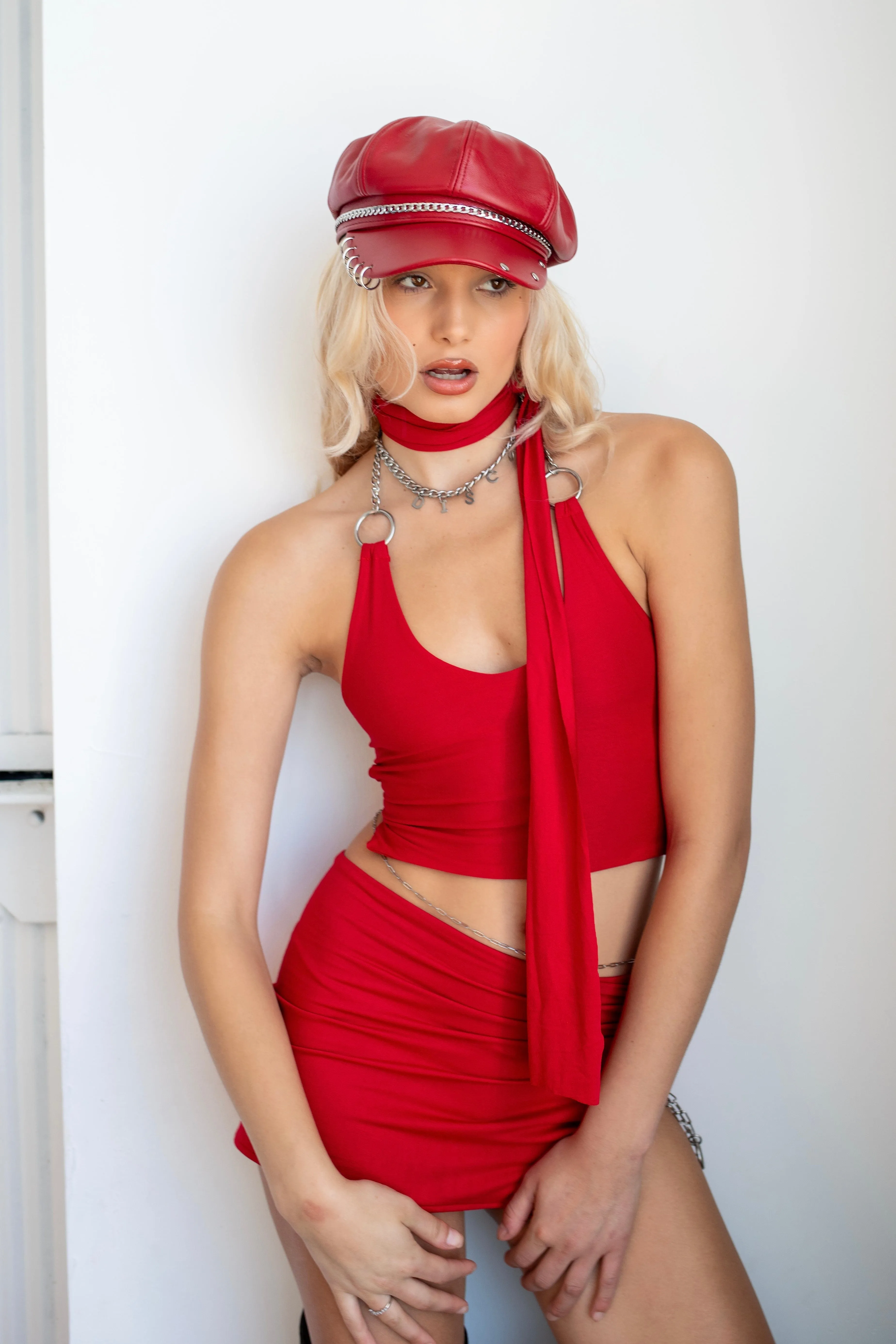 SCORPIO Faux Leather Fisherman Cap