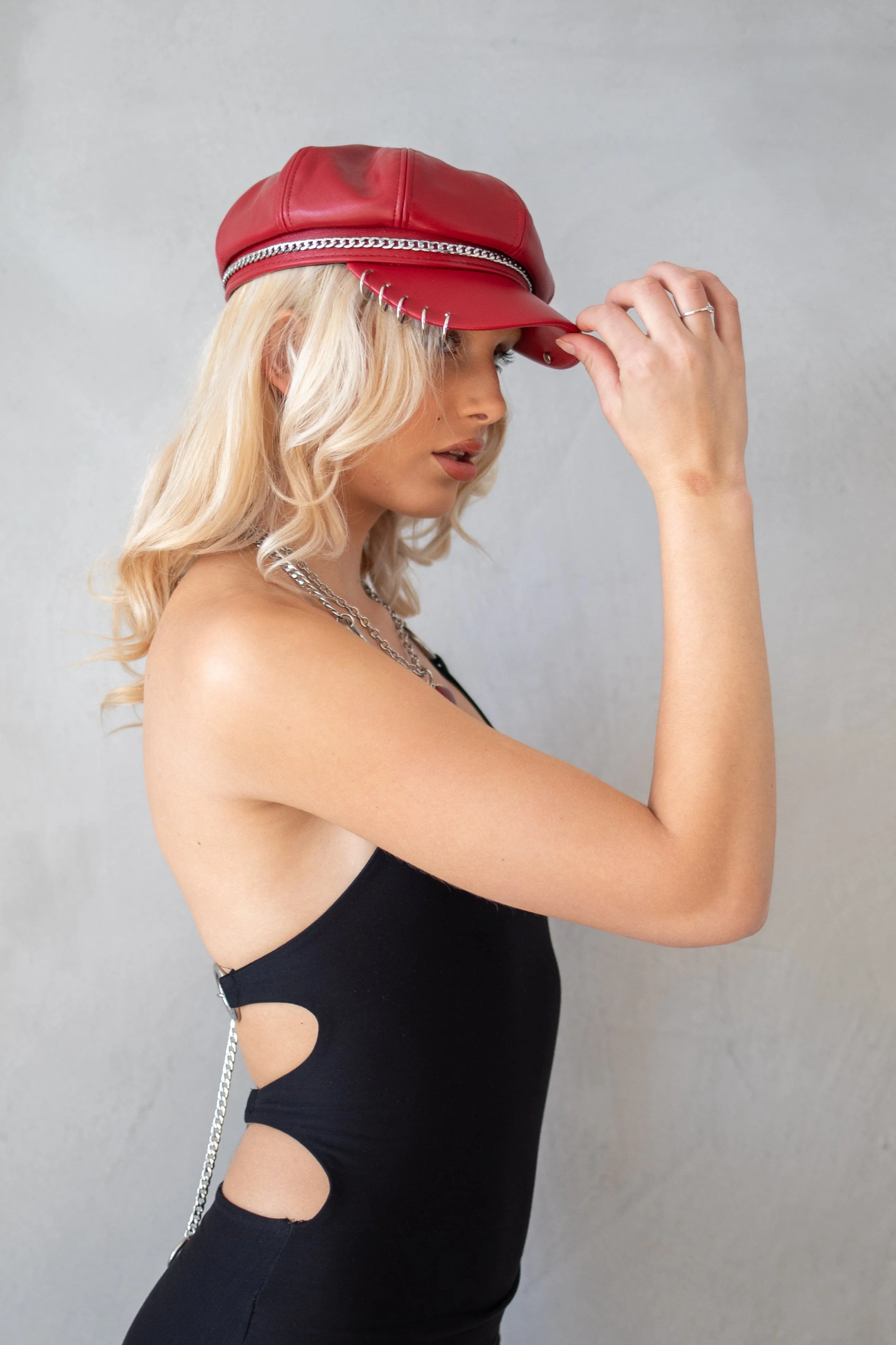 SCORPIO Faux Leather Fisherman Cap