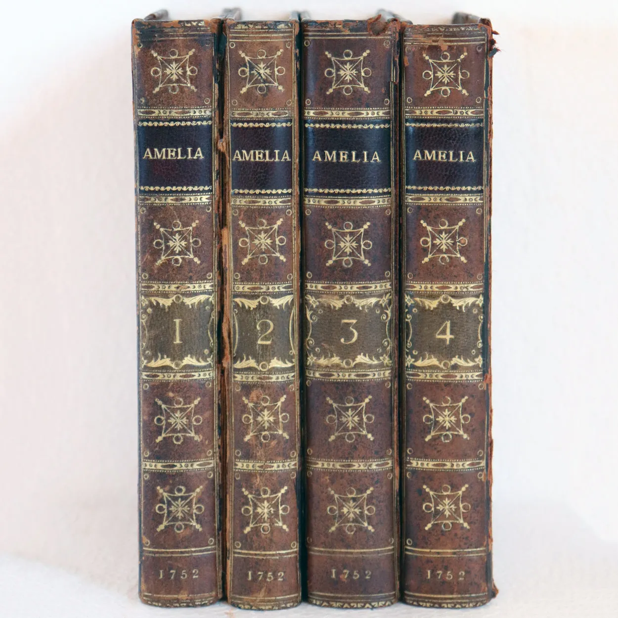 Set of Four Leather Books: Amelia by Henry Fielding Esq.
