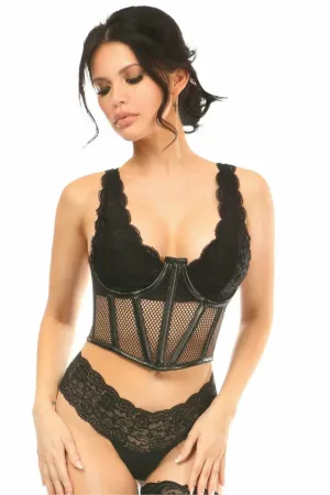Sexy Black Fishnet Underwire Open Cup Waist Cincher