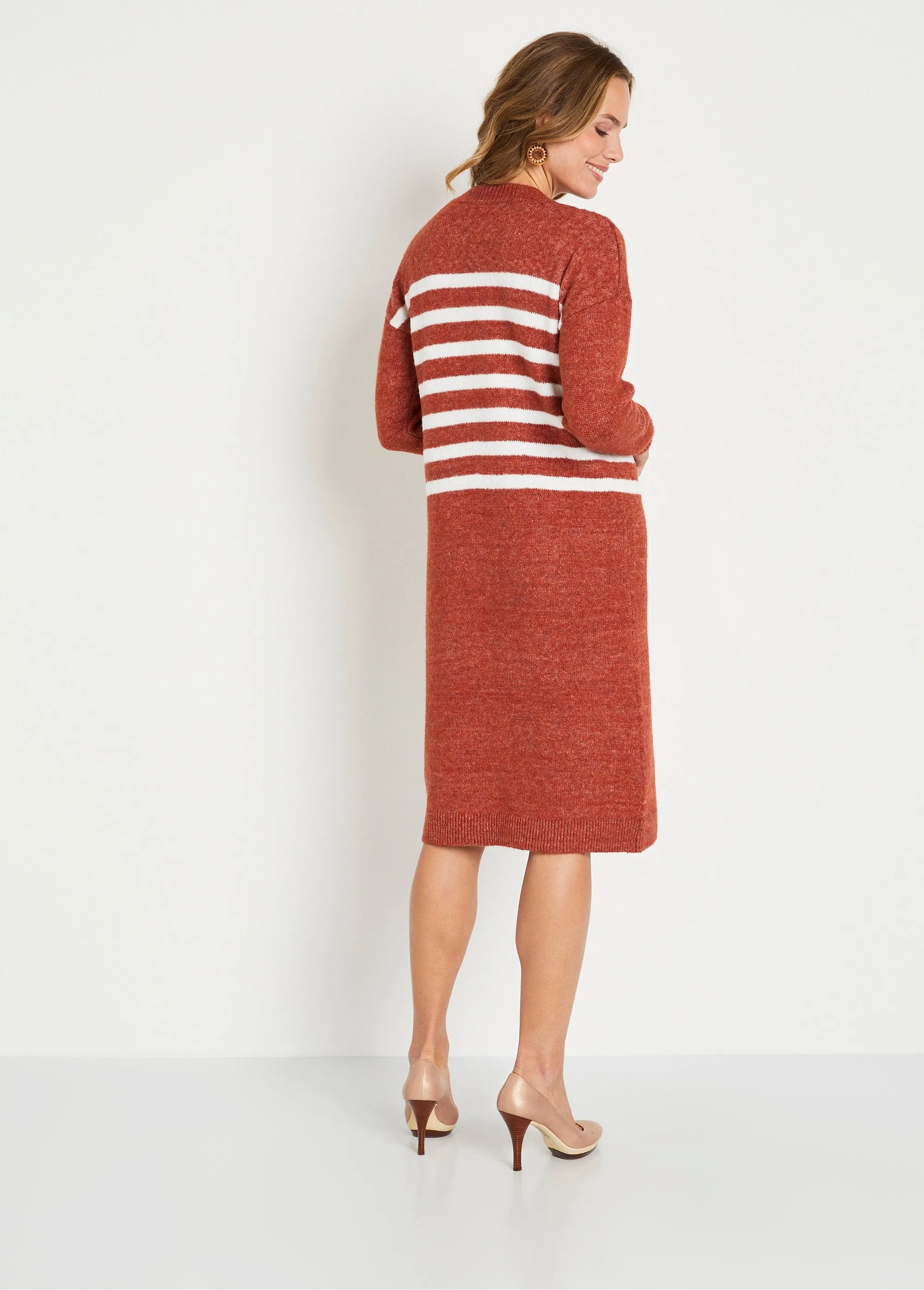 Short jersey knit sweater dress