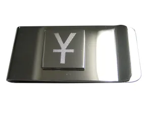 Silver Toned Etched Chinese Yuan Currency Sign Money Clip