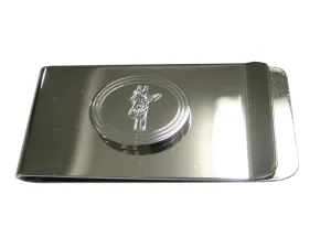 Silver Toned Etched Oval Giraffe Head Money Clip