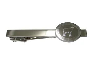 Silver Toned Etched Oval Sheep Tie Clip