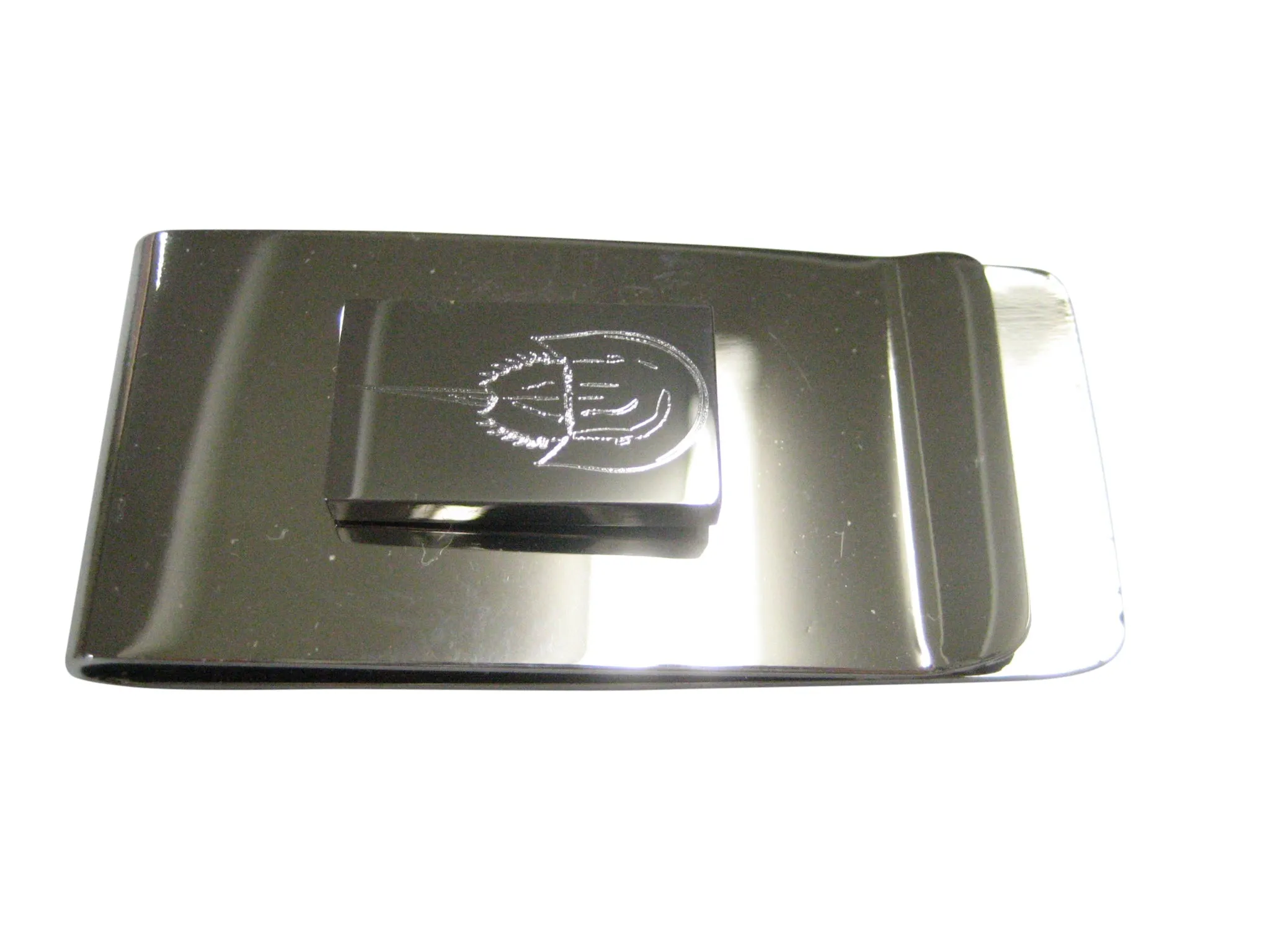 Silver Toned Rectangular Etched Horseshoe Crab Money Clip