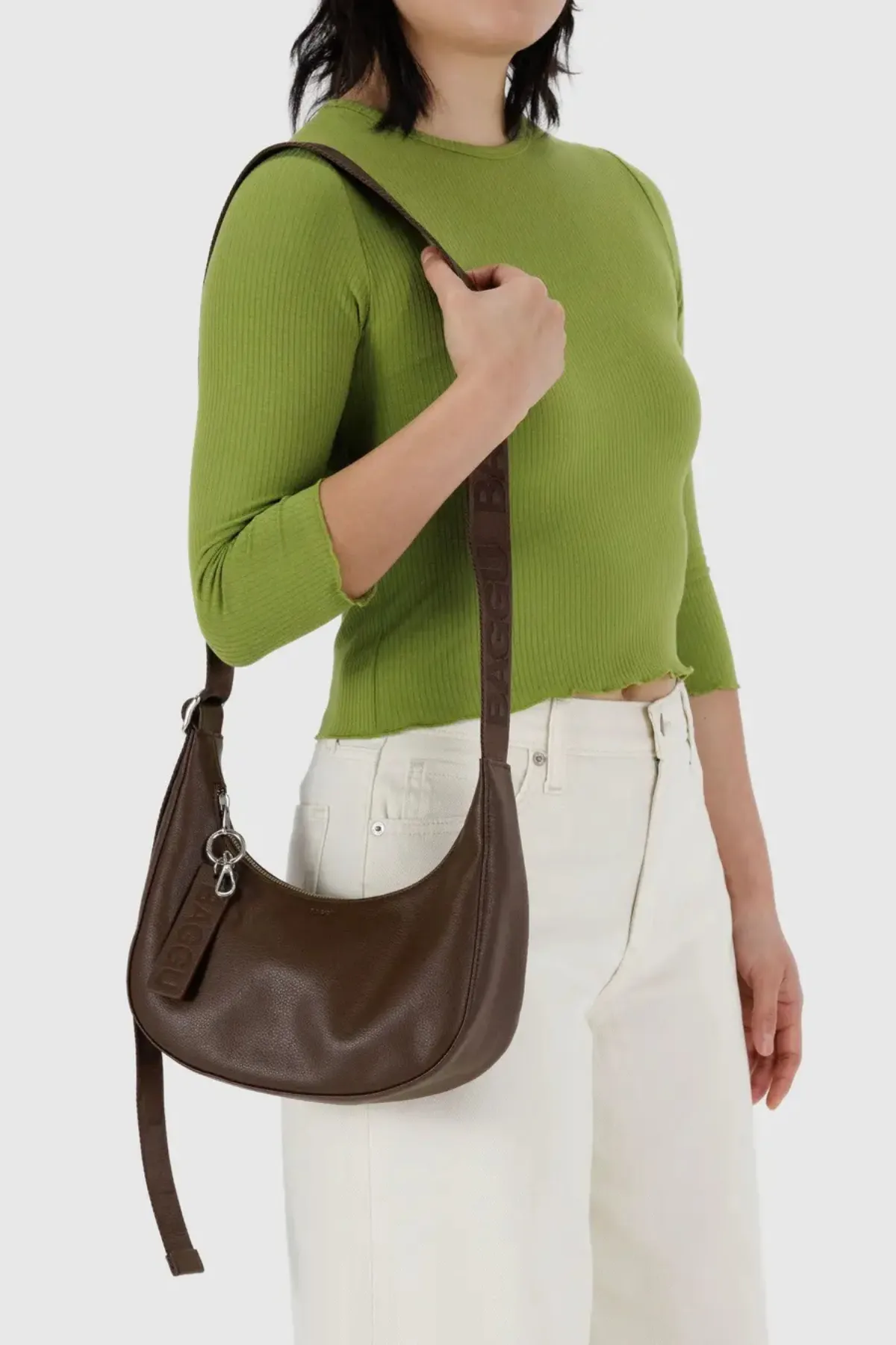 Small Recycled Leather Crescent Bag