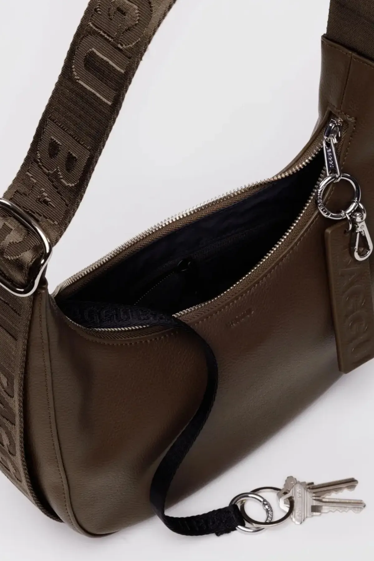 Small Recycled Leather Crescent Bag