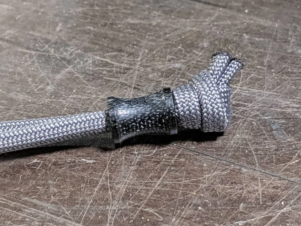 Small Spool Black Canvas  Micarta Lanyard Bead and a Free Paracord Lanyard