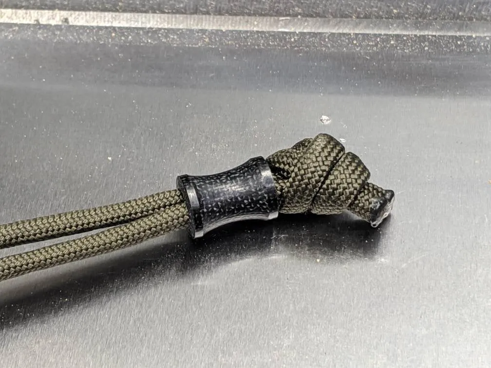 Small Spool Black Canvas  Micarta Lanyard Bead and a Free Paracord Lanyard