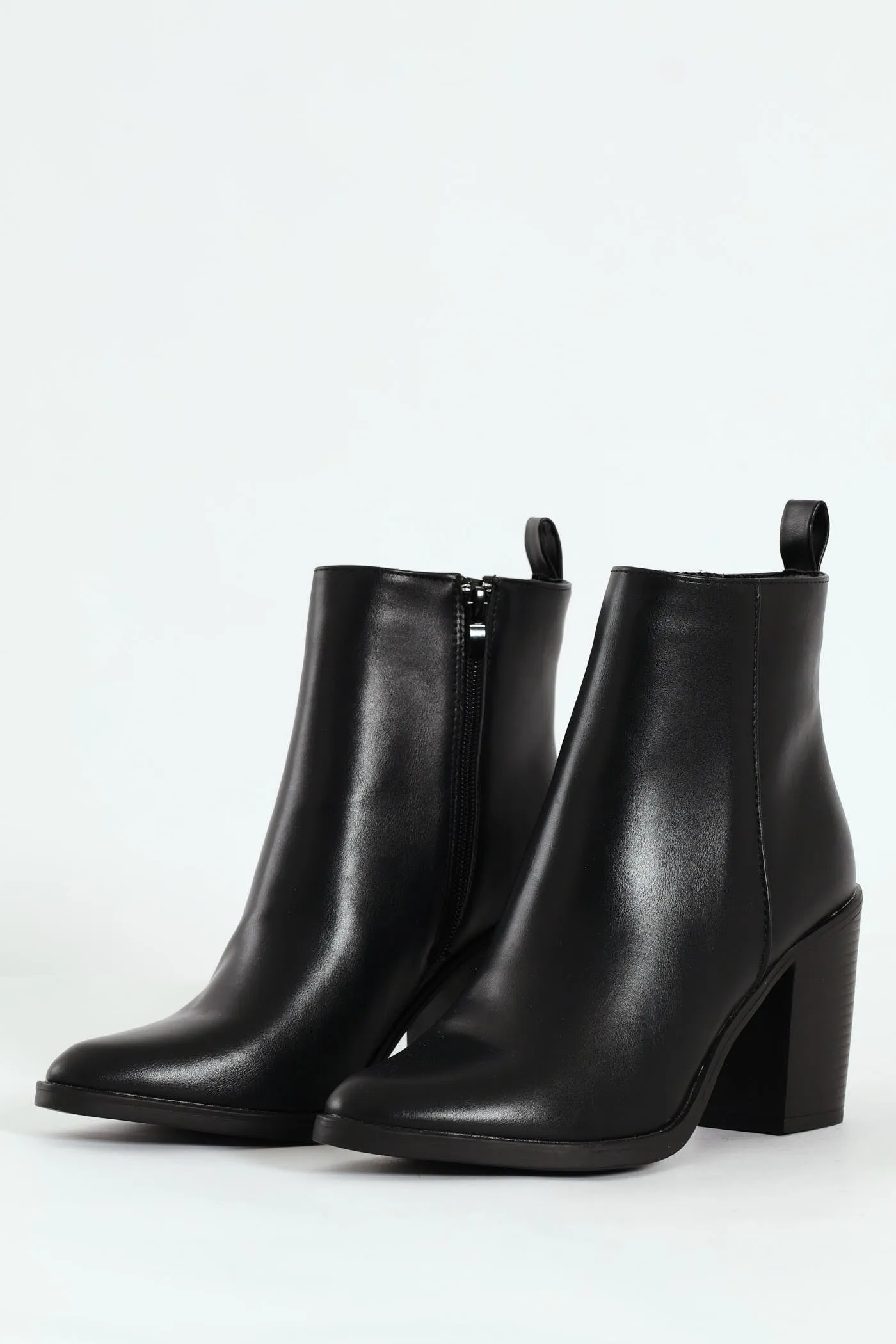 Smart Heeled Side Zip Chelsea Boot - Black