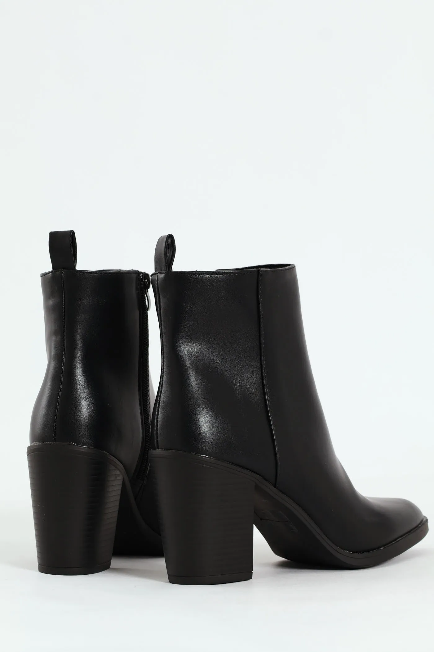Smart Heeled Side Zip Chelsea Boot - Black