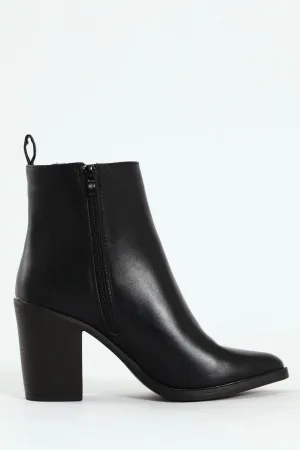 Smart Heeled Side Zip Chelsea Boot - Black