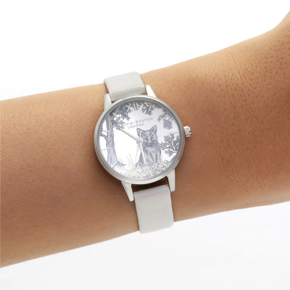 Snow Globe Arctic Fox Midi Dial Blush and Silver Watch