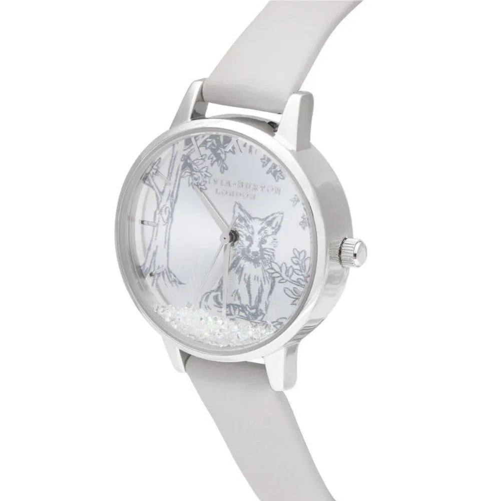 Snow Globe Arctic Fox Midi Dial Blush and Silver Watch