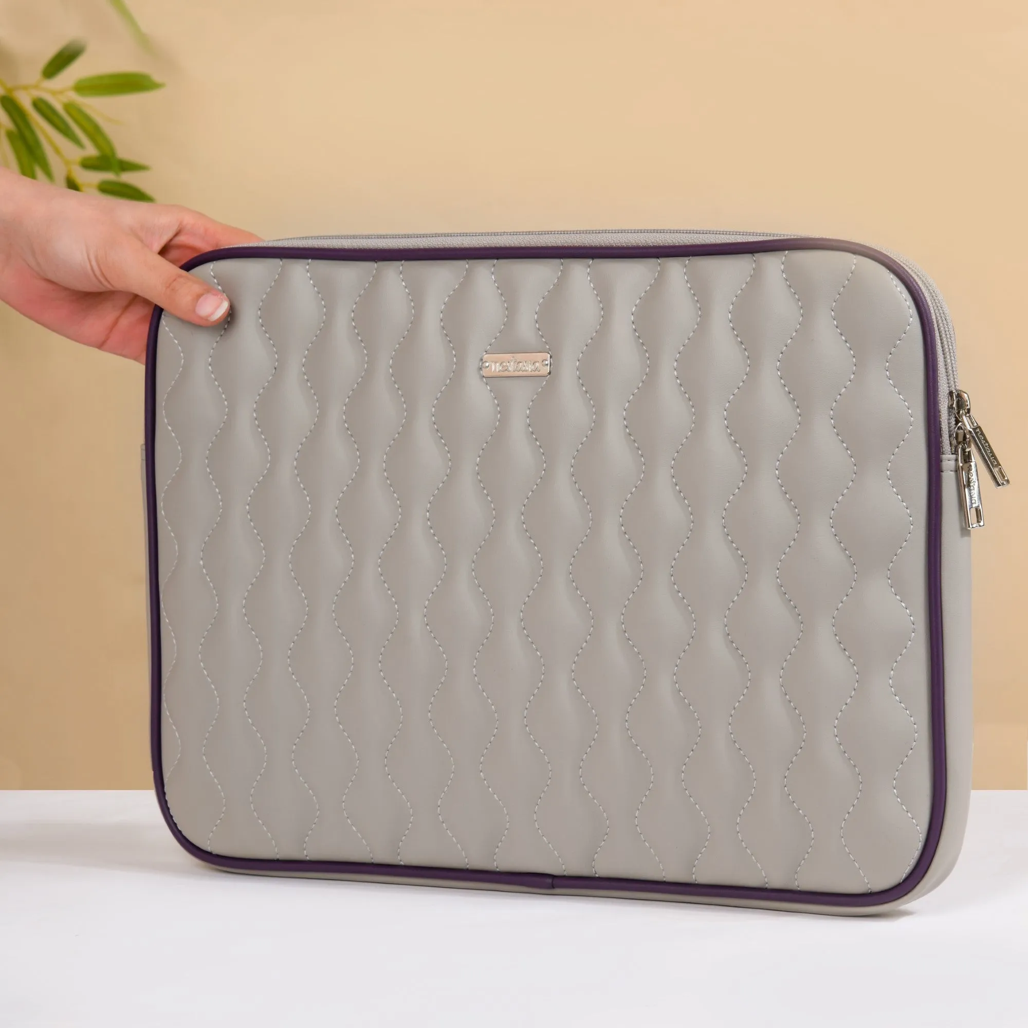 Soft Vegan Leather Laptop Sleeve Grey