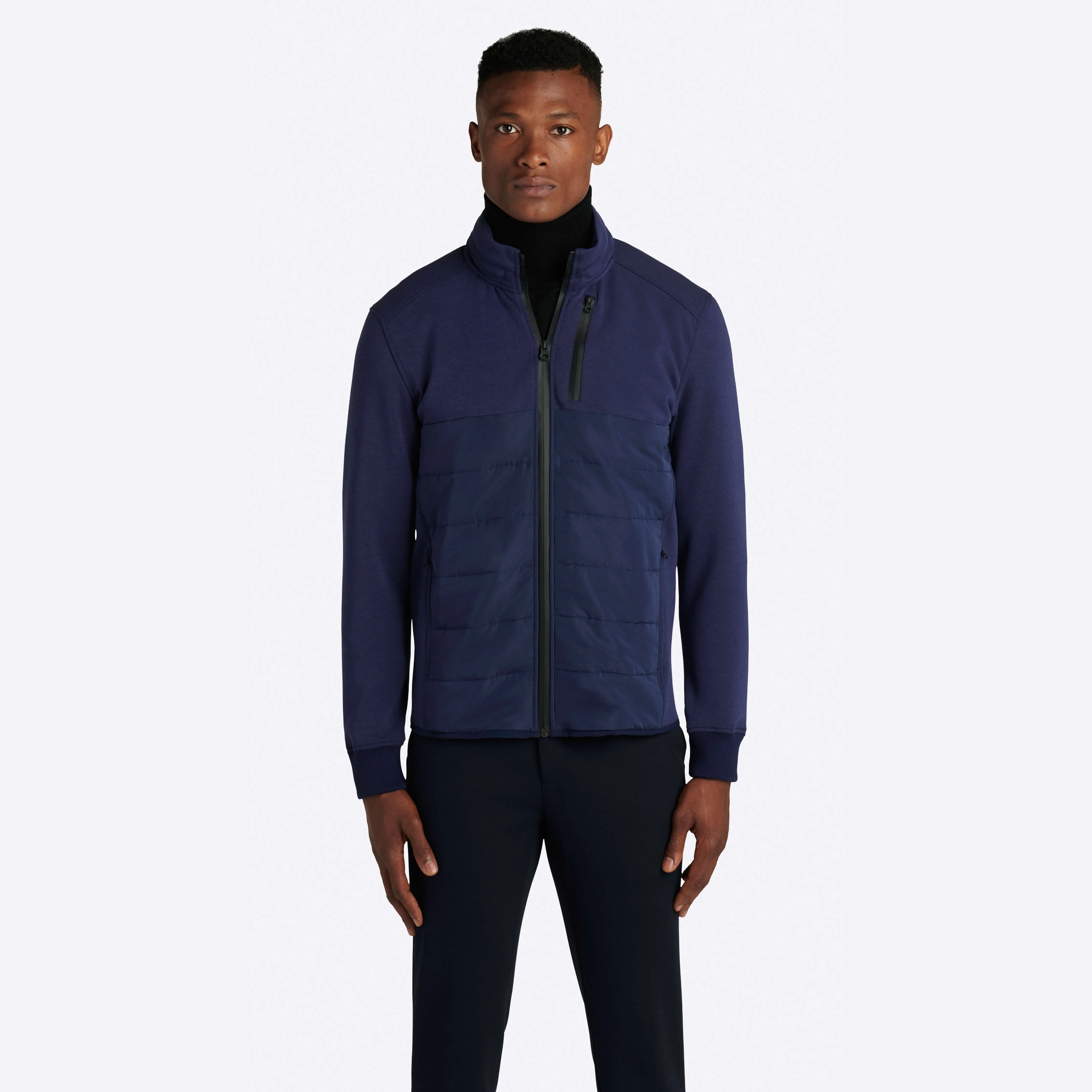 Solid Mock Neck Jacket with Hood