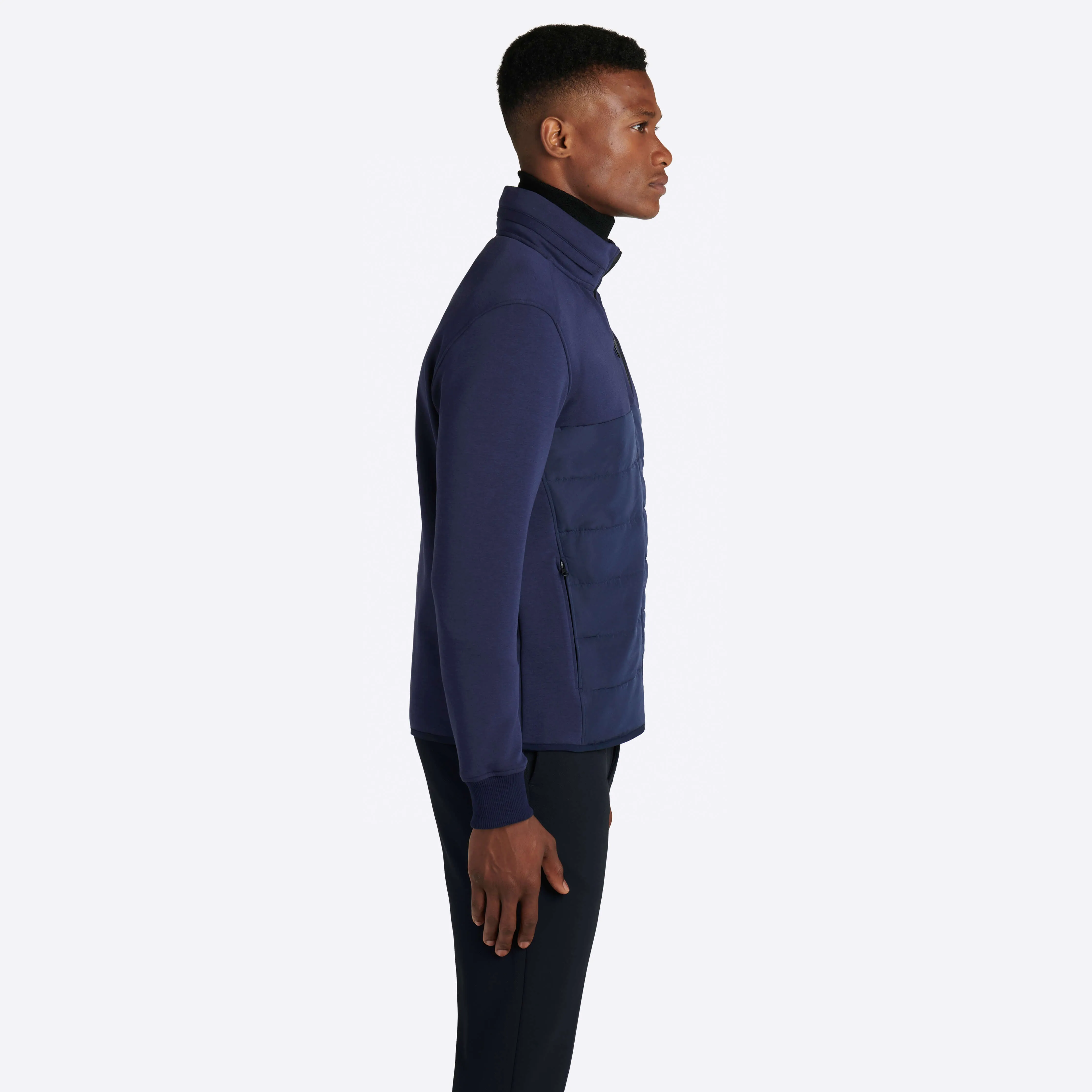 Solid Mock Neck Jacket with Hood