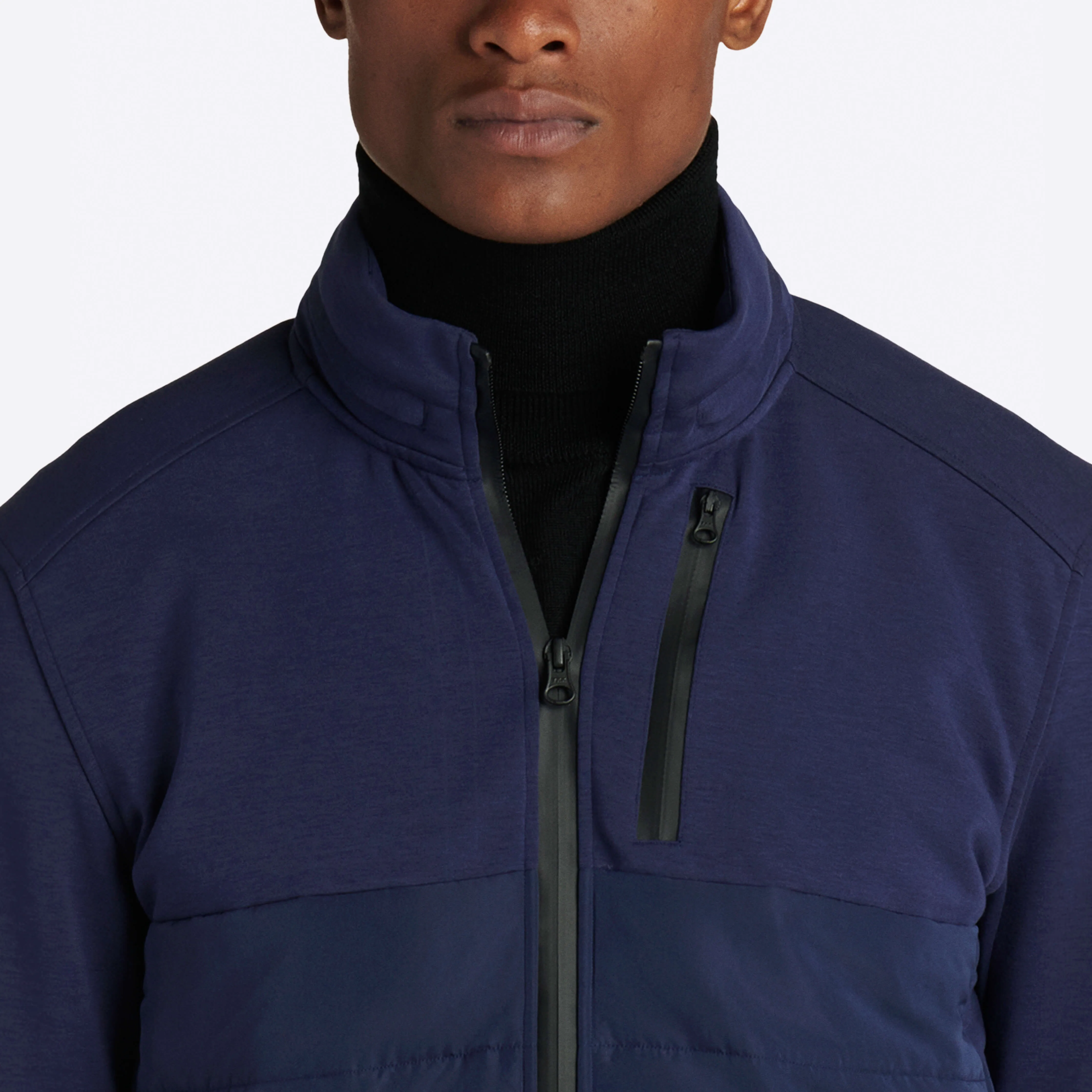 Solid Mock Neck Jacket with Hood