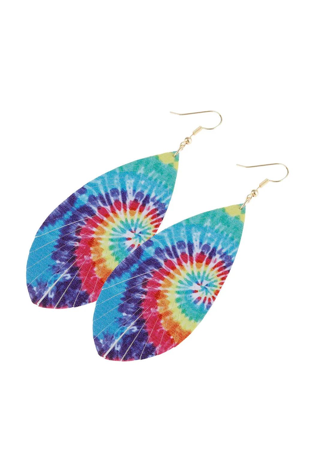 SPIRAL MULTICOLOR PRINTED LEATHER TASSEL HOOK EARRINGS