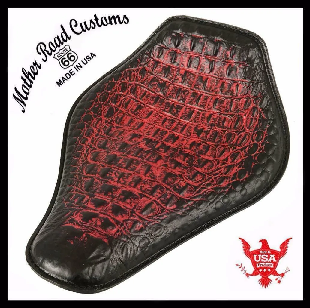 Spring Seat Chopper Bobber Harley Sportster 10x13 Ant Re Gator Snub Nose Leather