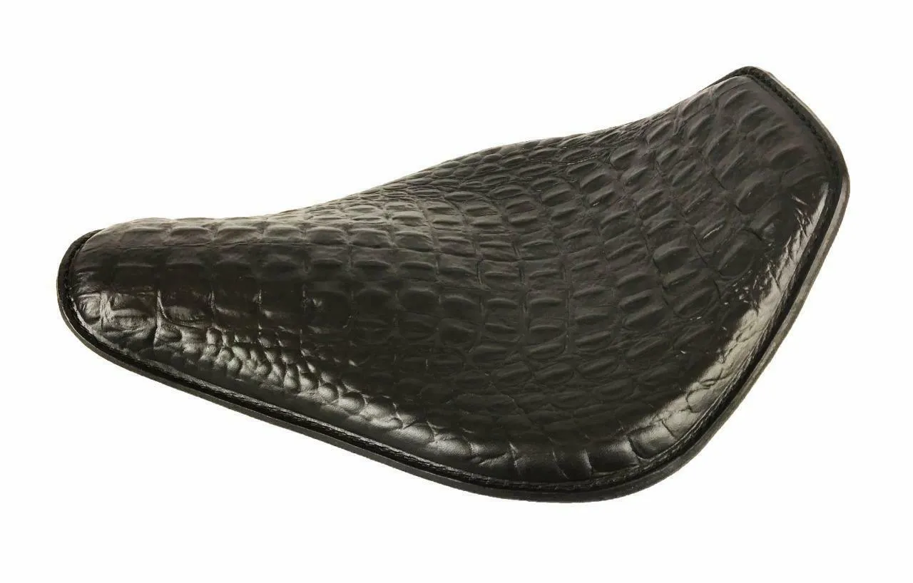 Spring Seat Chopper Bobber Harley Sportster 11x14 Black Gator Snub Nose Leather