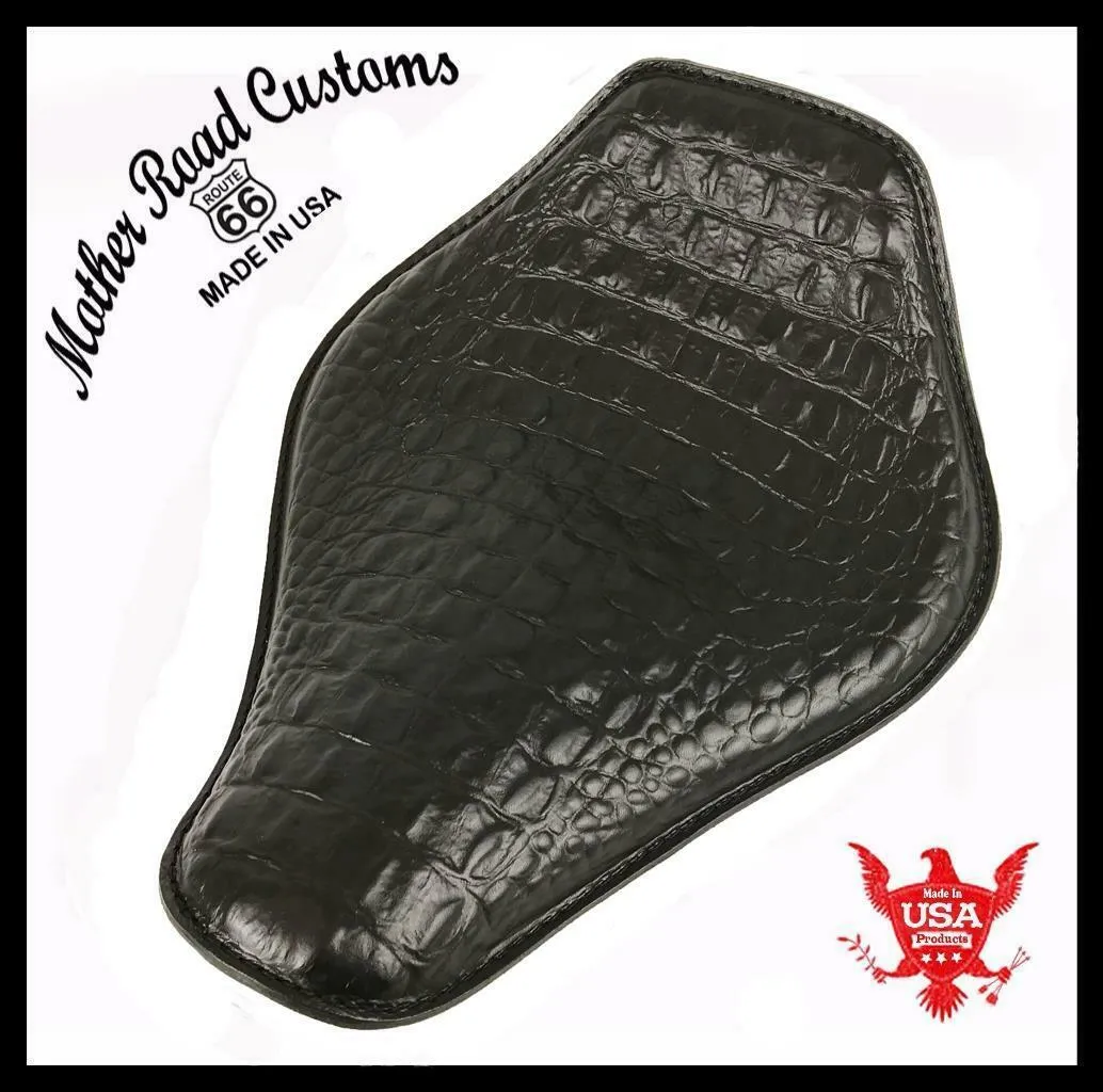 Spring Seat Chopper Bobber Harley Sportster 11x14 Black Gator Snub Nose Leather
