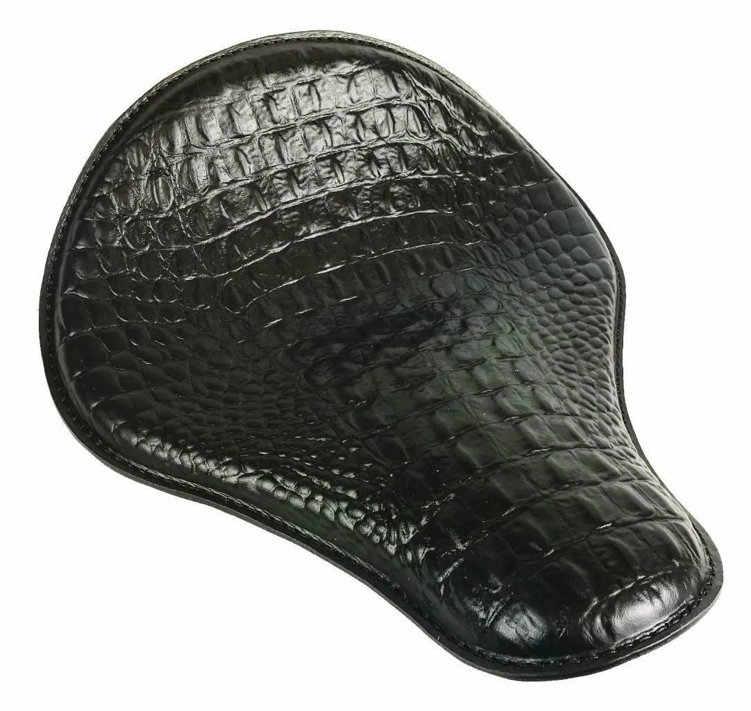 Spring Seat Chopper Harley Sportster 12x13" Black Alligator Leather Dyna Bobber
