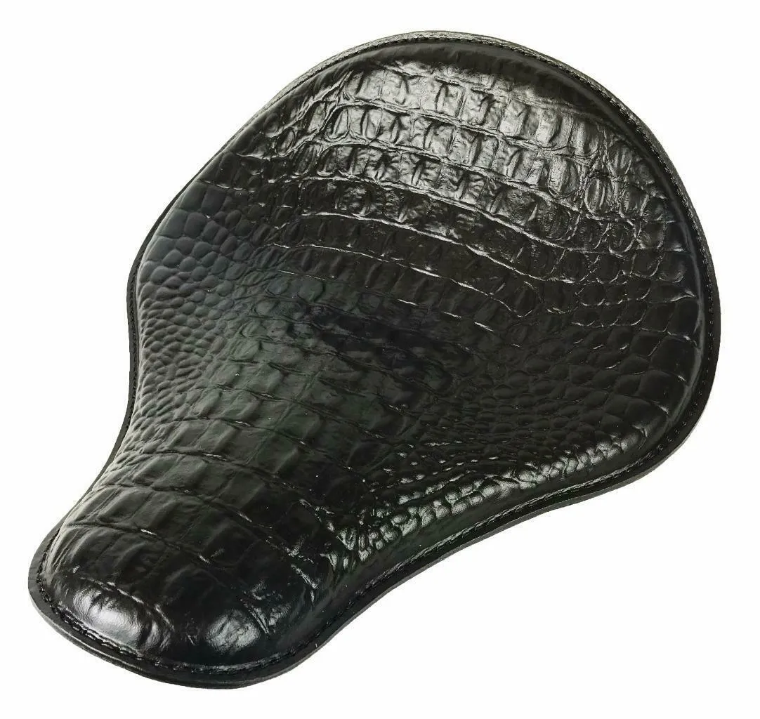 Spring Seat Chopper Harley Sportster 12x13" Black Alligator Leather Dyna Bobber