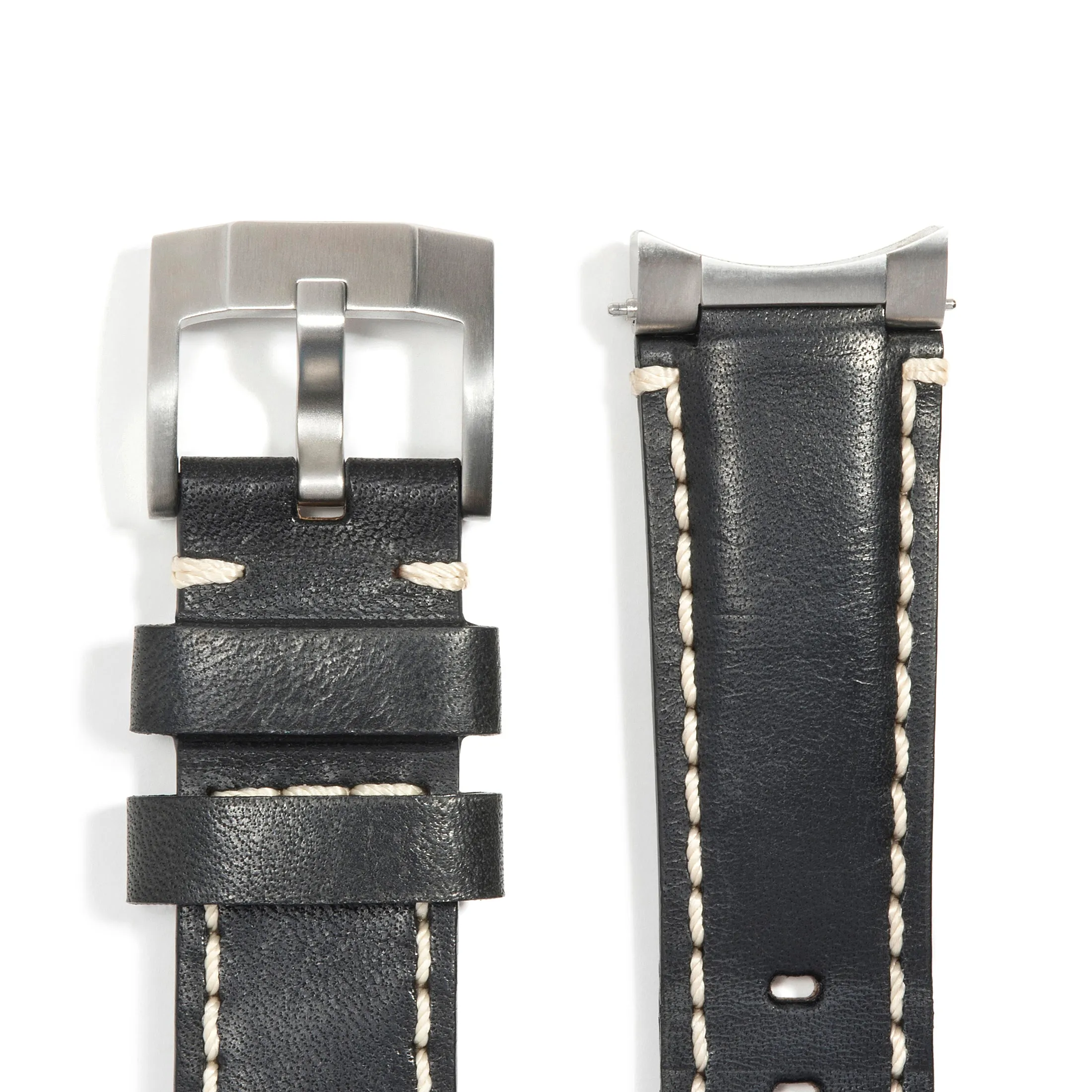 Steel End Link Leather Strap for Rolex Ceramic Daytona with Tang Buckle